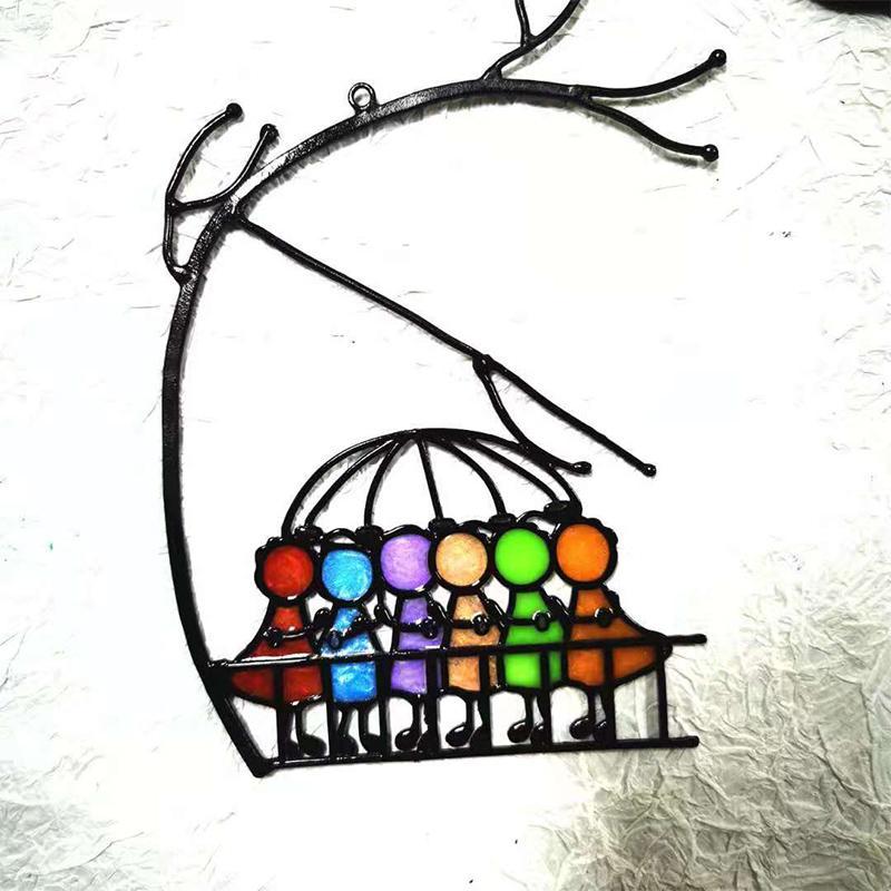 Glass Sun Catcher with Decorative Design for Atmospheric Light Reflections Indoors