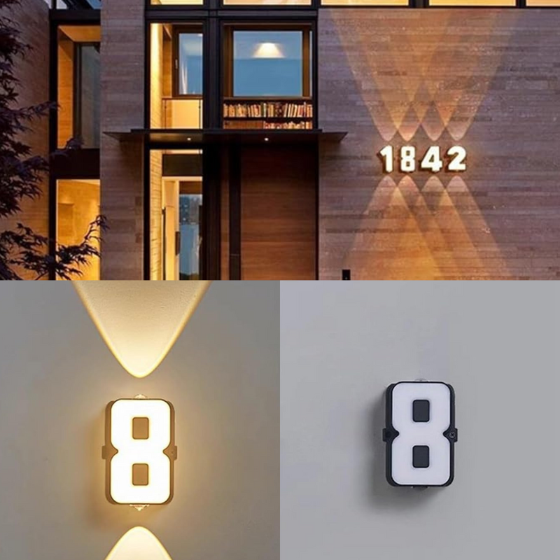 LED Illuminated House Number with Up-and-Down Wall Lighting