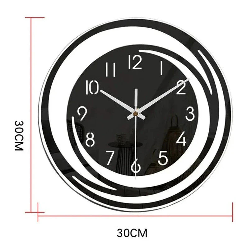 Silent Round Wall Clock with Layered Spiral Frame for Home Décor