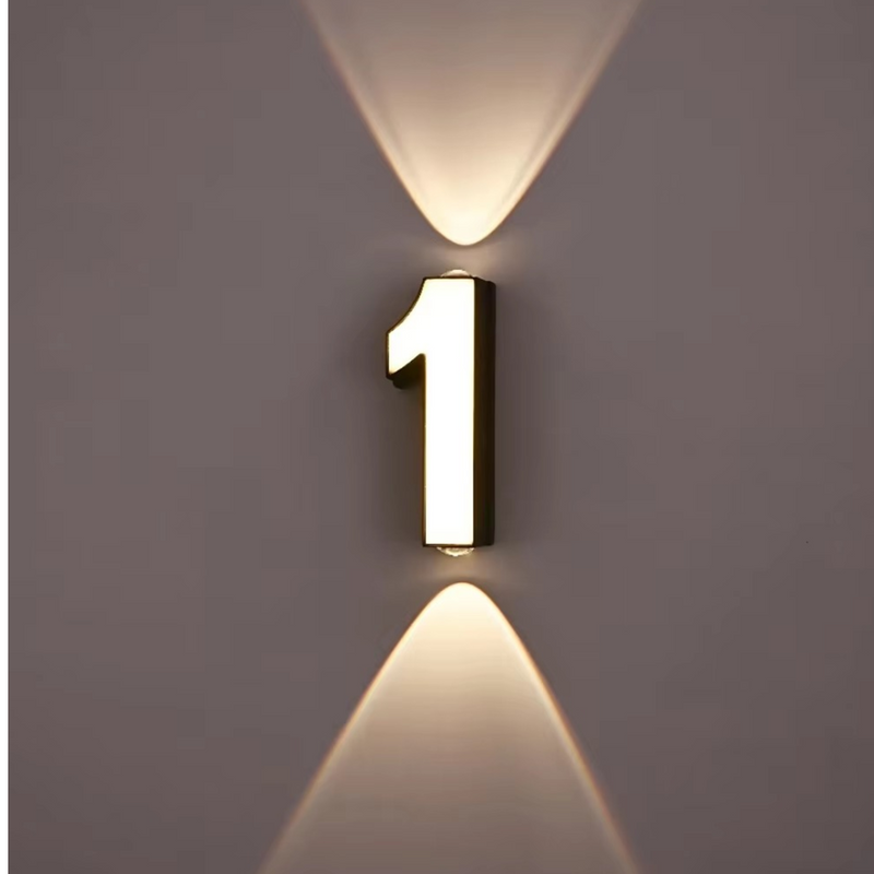 LED Illuminated House Number with Up-and-Down Wall Lighting