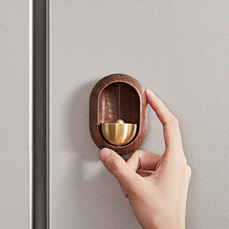 Wood and Brass Door Chime with Gentle Hanging Bell for Entrances