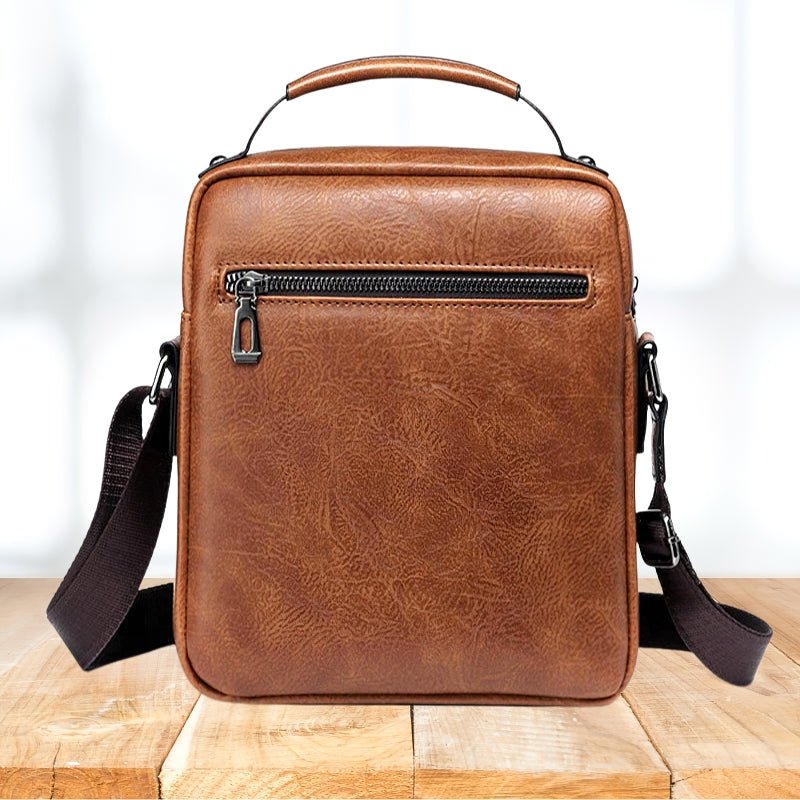 PU Leather Crossbody Bag with Multiple Zip Compartments