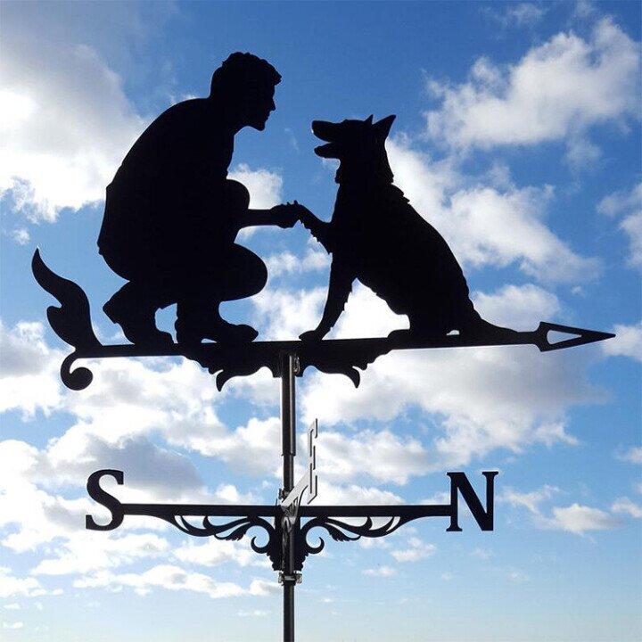 Metal Weather Vane with Animal Silhouette for Garden and Roof Decoration