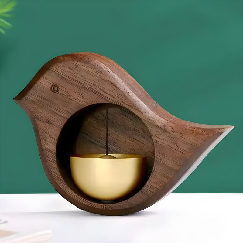 Wood and Brass Door Chime with Gentle Hanging Bell for Entrances