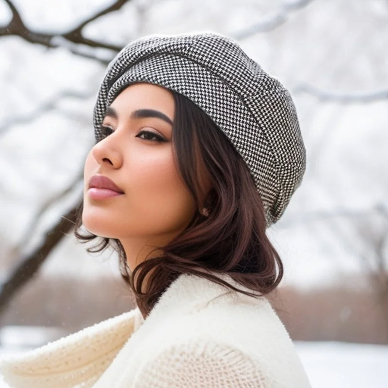 Women's Wool Beret with Twisted Front Detail for Cold Weather