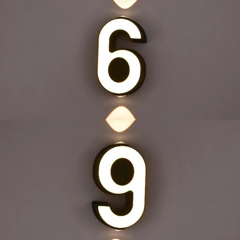 LED Illuminated House Number with Up-and-Down Wall Lighting