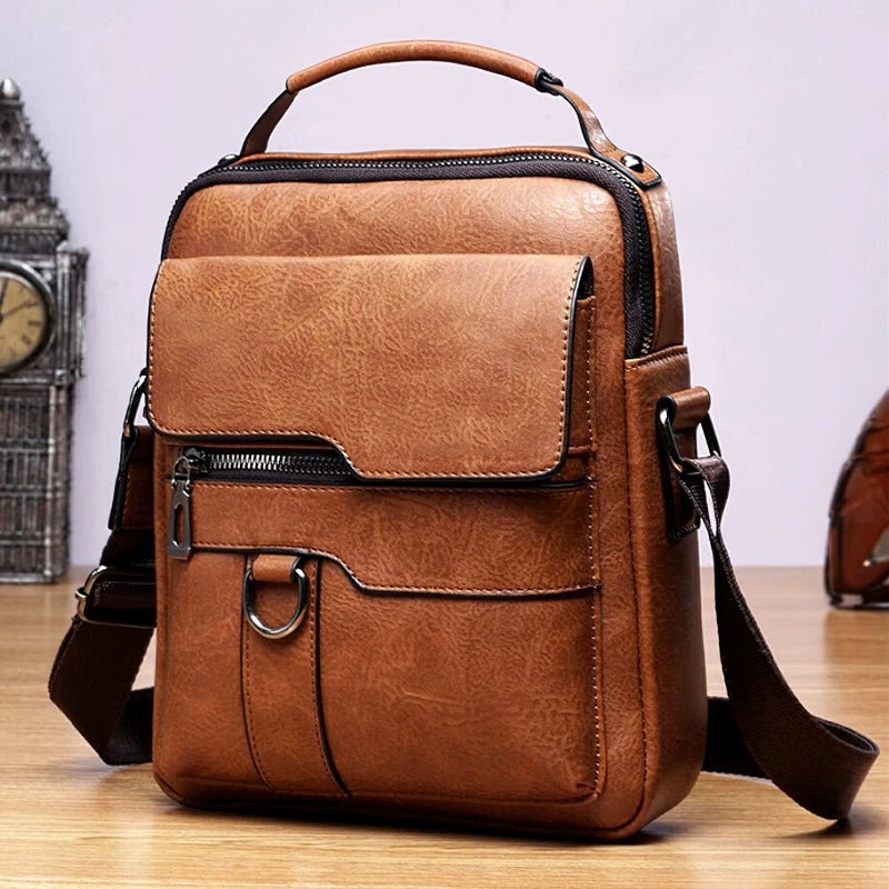 PU Leather Crossbody Bag with Multiple Zip Compartments