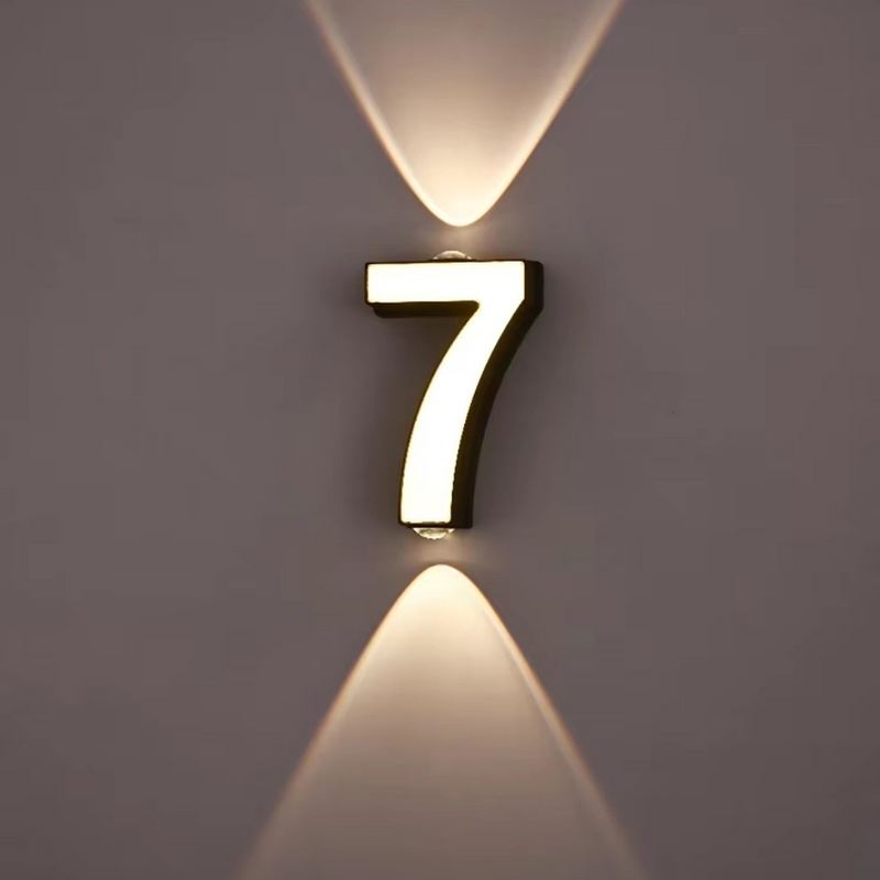 LED Illuminated House Number with Up-and-Down Wall Lighting