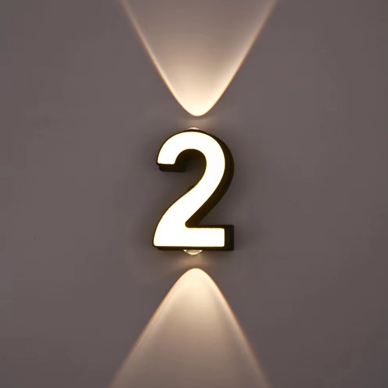 LED Illuminated House Number with Up-and-Down Wall Lighting