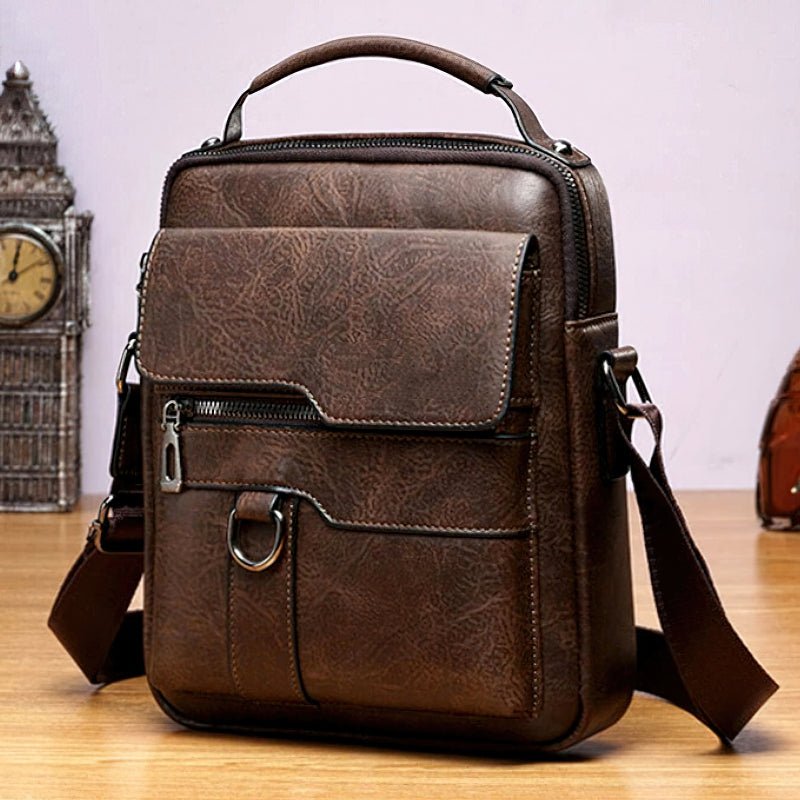 PU Leather Crossbody Bag with Multiple Zip Compartments