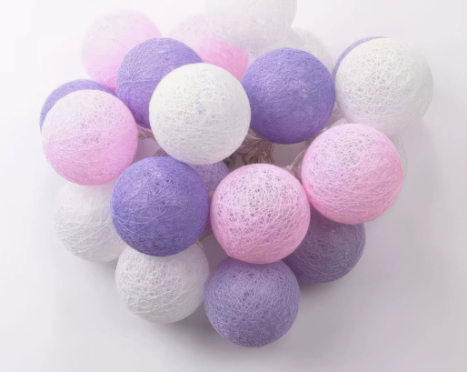 Cotton Ball String Lights with Battery or USB Power Options