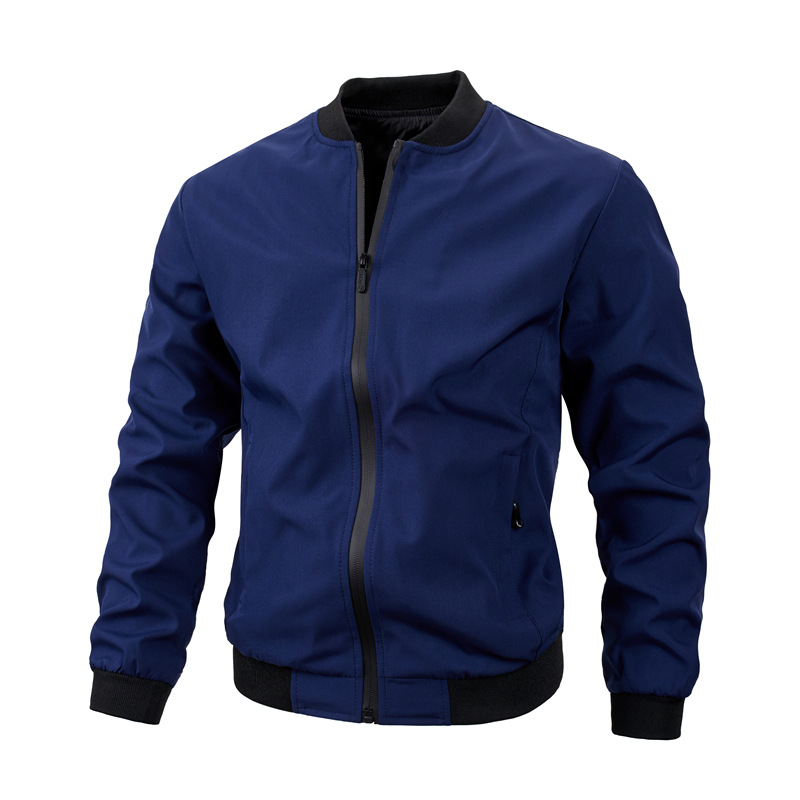 Men's Summer Jacket with Baseball Collar and Zip Fastening for Casual Use