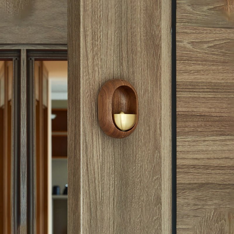 Wood and Brass Door Chime with Gentle Hanging Bell for Entrances