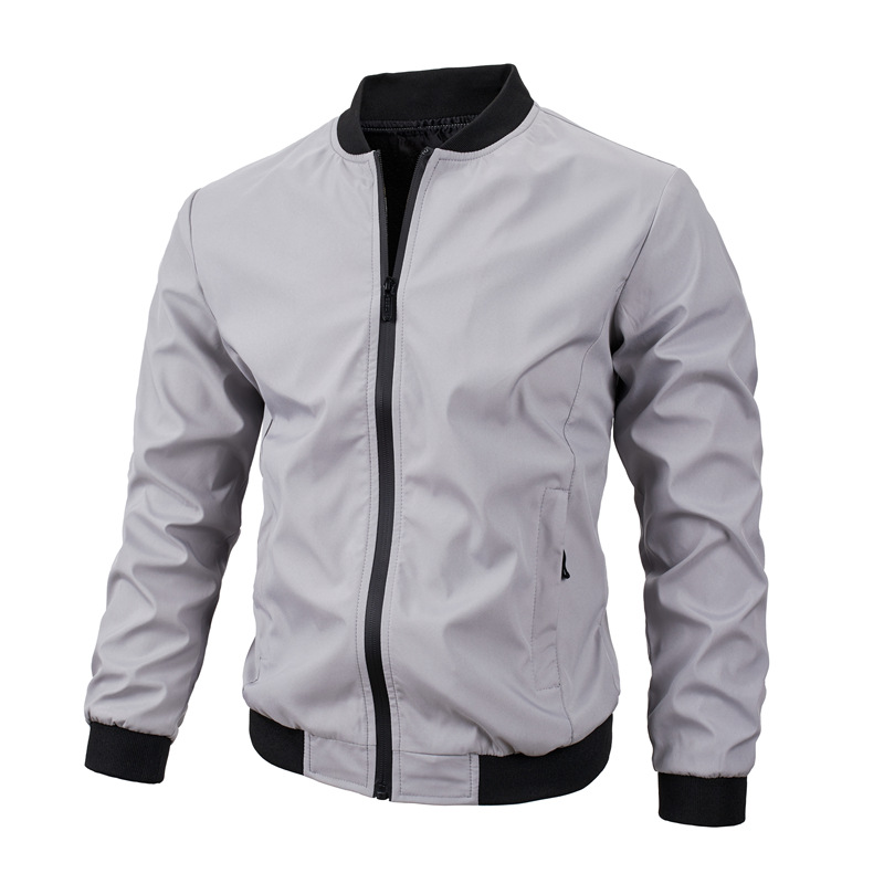 Men's Summer Jacket with Baseball Collar and Zip Fastening for Casual Use