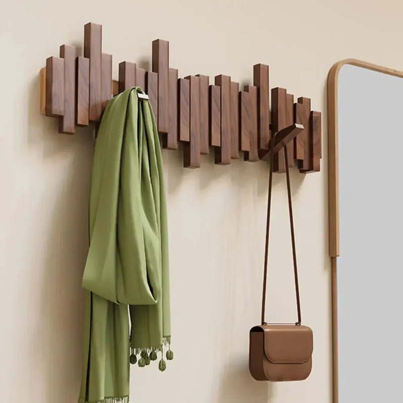 PianoWood Wall Hook Rack – Modern Wooden Organiser for Home