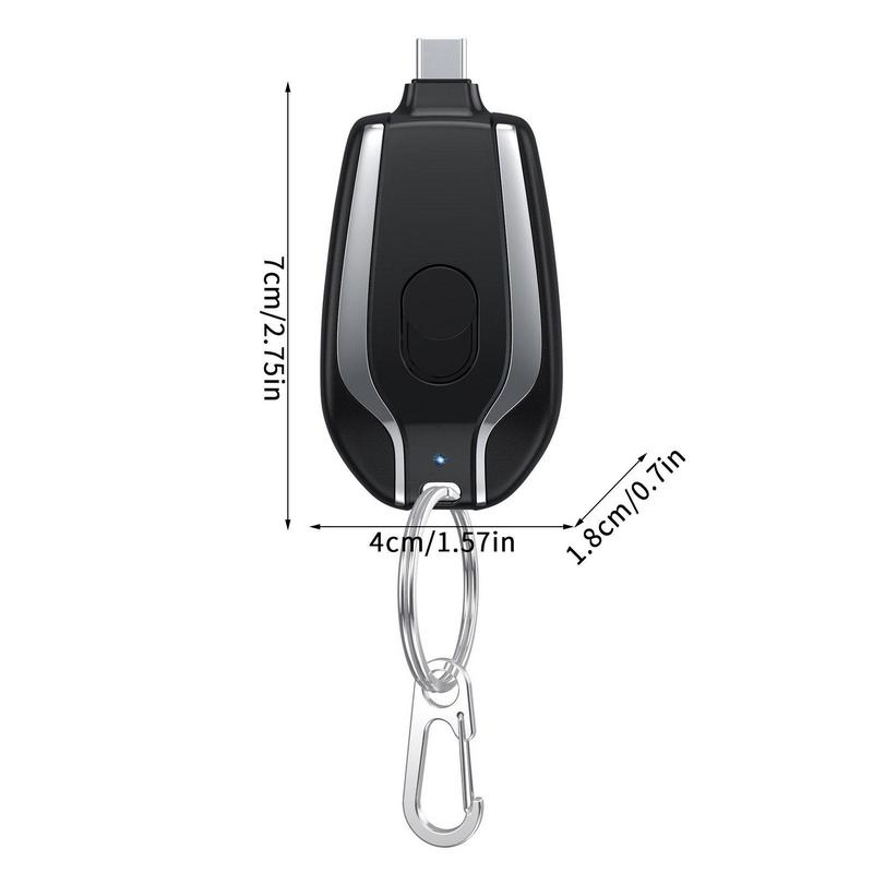 Portable Keyring Phone Charger with iPhone or USB-C Connector