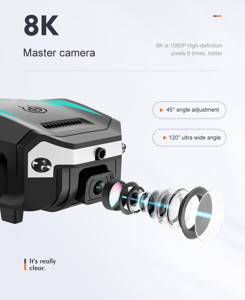 Foldable 8K Drone with Dual Camera and Obstacle Detection