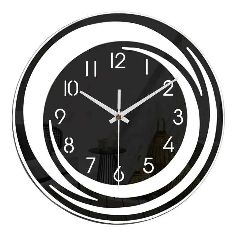 Silent Round Wall Clock with Layered Spiral Frame for Home Décor