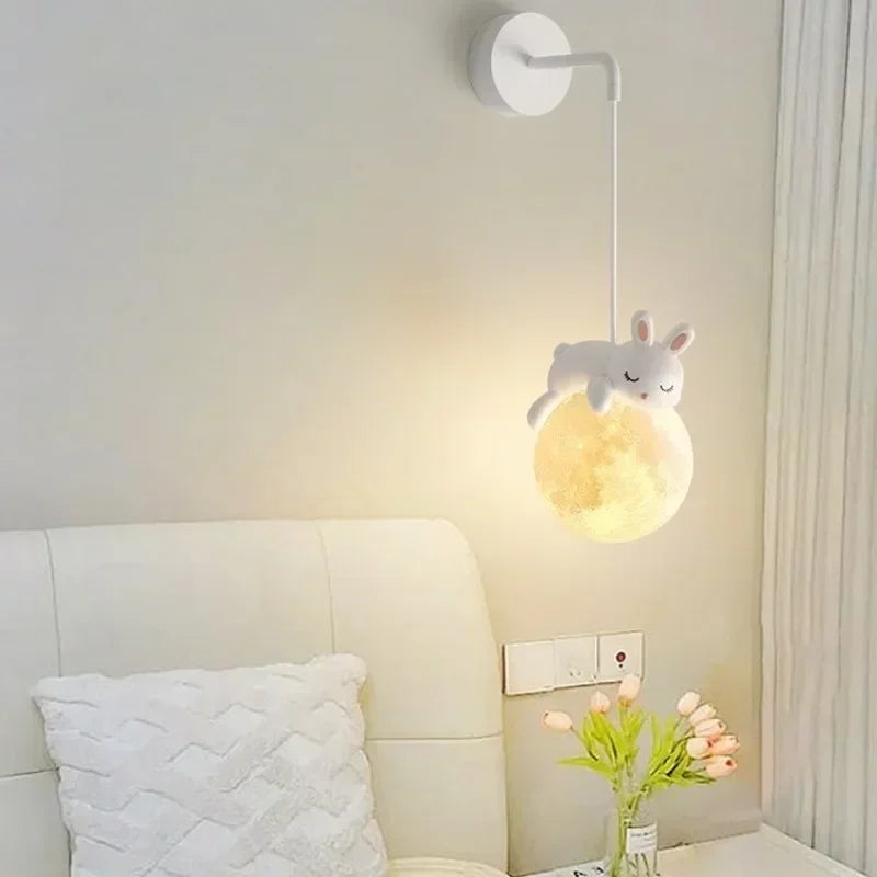 Children's Room Pendant Light with Bear or Rabbit Design for Warm and Soothing Lighting