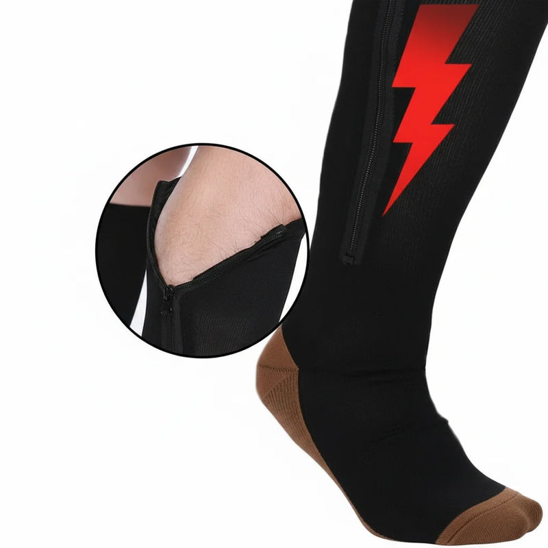 Compression Socks with Zip Closure and Open Toe for Everyday Support