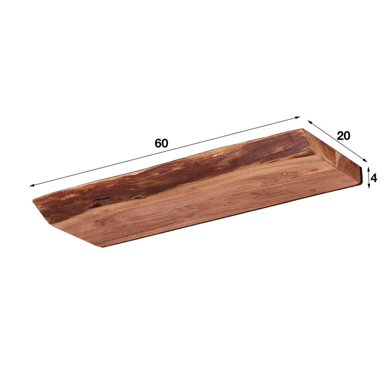 Étagère Murale – Bois d'Acacia avec Finition en Tronc d'Arbre, Design Industriel pour Salon ou Chambre