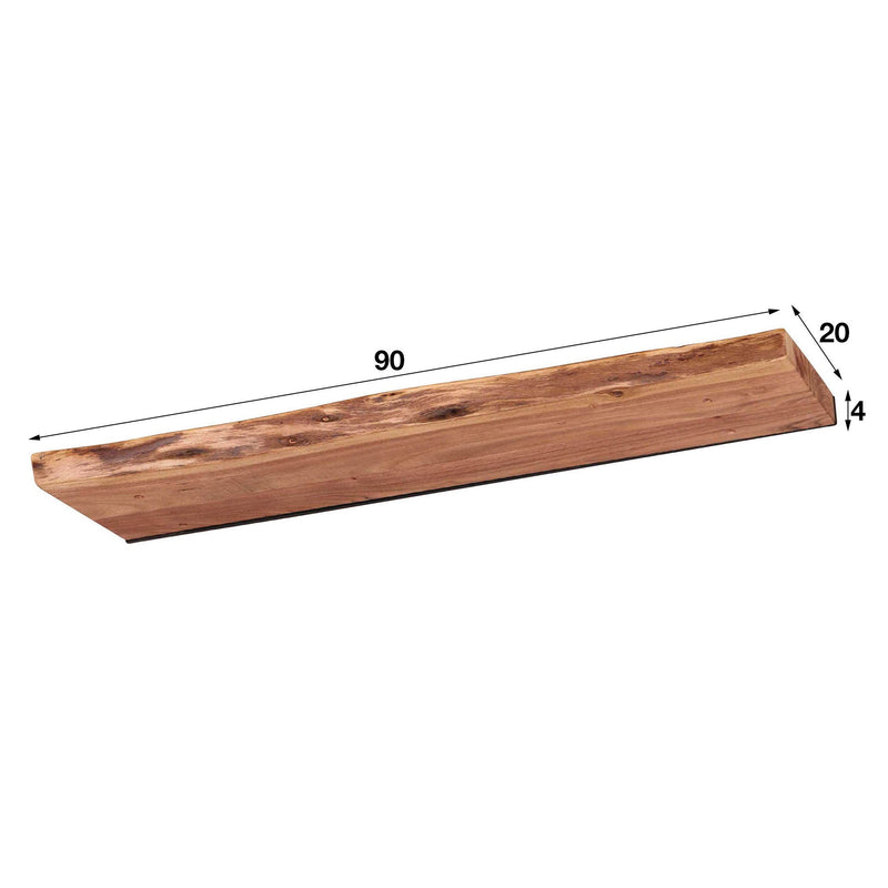 Étagère Murale – Bois d'Acacia avec Finition en Tronc d'Arbre, Design Industriel pour Salon ou Chambre