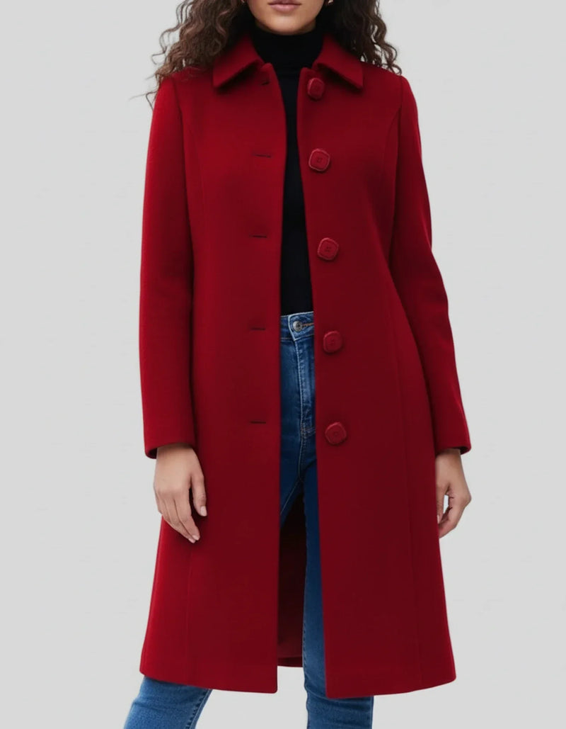 Ladies' Coat with Fit and Flare Silhouette – Button Closure and Timeless Appeal