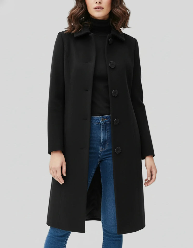 Ladies' Coat with Fit and Flare Silhouette – Button Closure and Timeless Appeal
