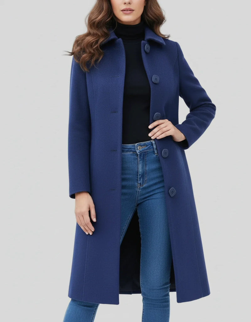 Ladies' Coat with Fit and Flare Silhouette – Button Closure and Timeless Appeal