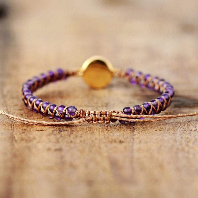 Braided Bracelet with Stone Beads and an Adjustable Sliding Knot