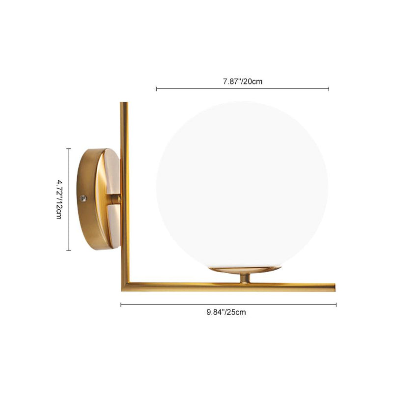 Antique Brass Globe Wall Sconce with Opal Glass Shade