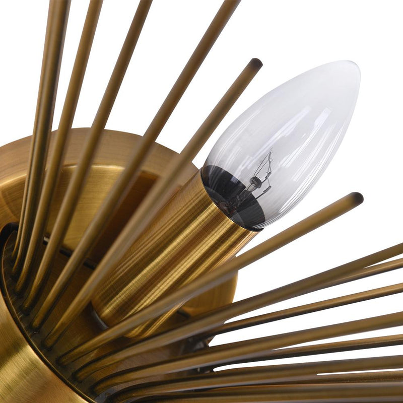 Brass Starburst Wall Sconce with Sculptural Radiating Design