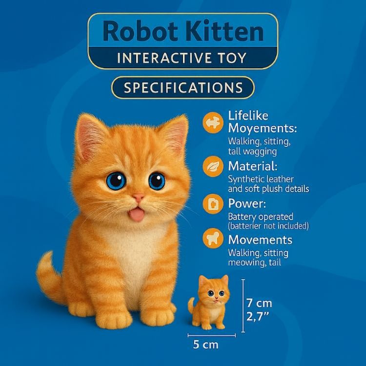 Interactive Cuddly Cat Toy with Realistic Movements for Children