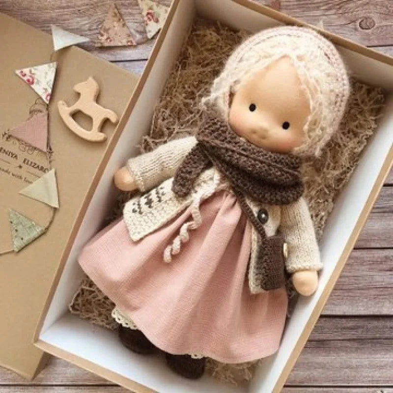 Waldorf-Style Soft Doll with Hand-Sewn Clothing