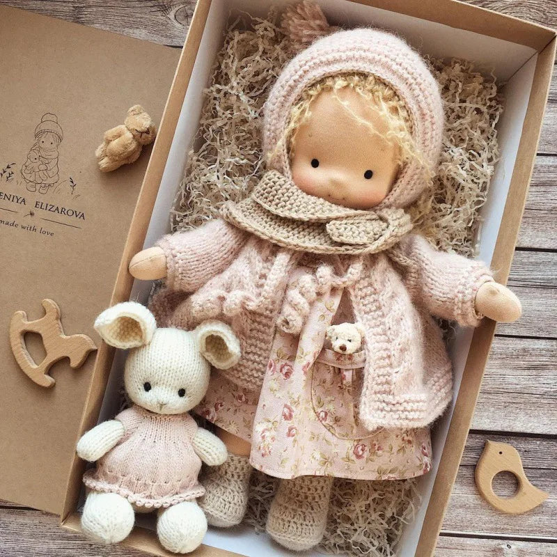 Waldorf-Style Soft Doll with Hand-Sewn Clothing