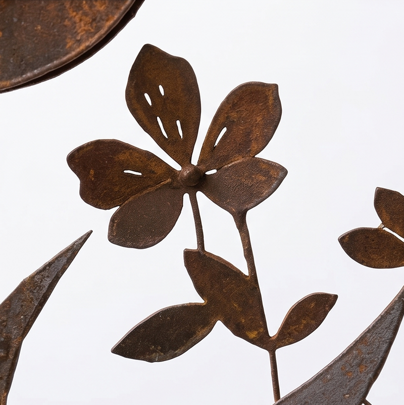Rustic Bird & Wildflower Iron Garden Stake