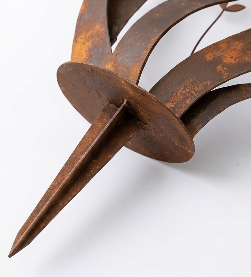 Rustic Bird & Wildflower Iron Garden Stake