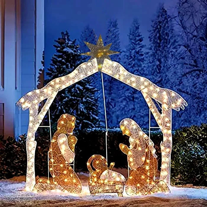 Illuminated Holy Family Outdoor Christmas Nativity Scene