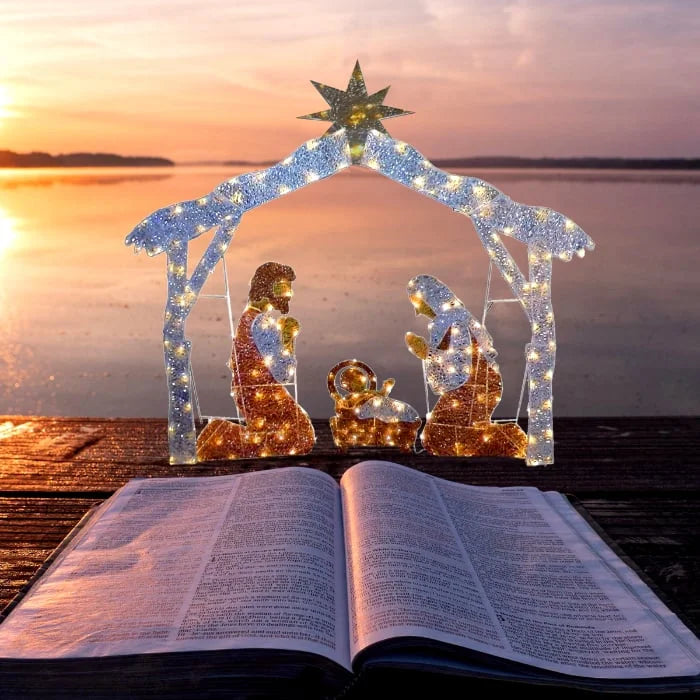 Illuminated Holy Family Outdoor Christmas Nativity Scene