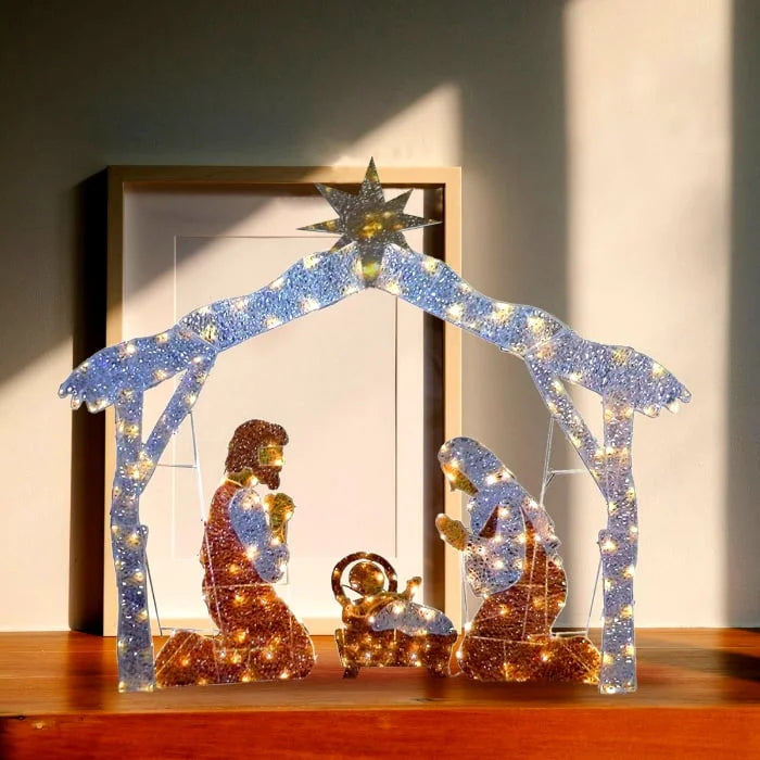 Illuminated Holy Family Outdoor Christmas Nativity Scene