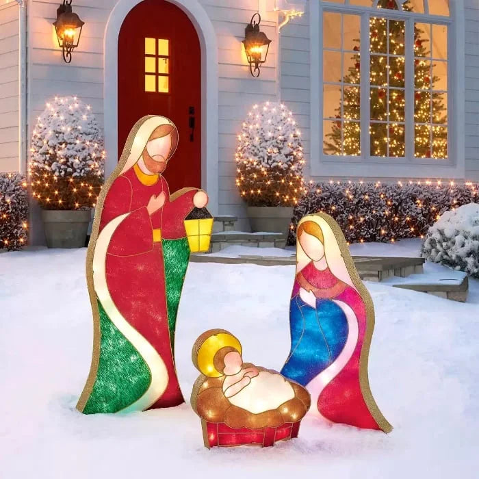 Illuminated Holy Family Outdoor Christmas Nativity Scene