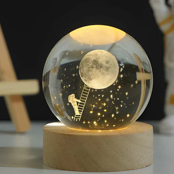 3D Moon Lamp with Astronaut Decoration and Warm LED Night Light