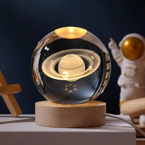 3D Moon Lamp with Astronaut Decoration and Warm LED Night Light