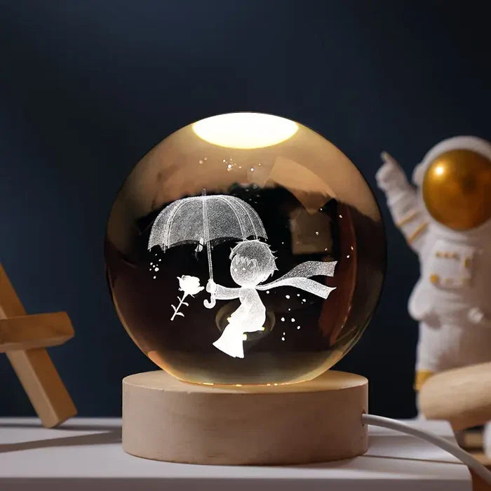 3D Moon Lamp with Astronaut Decoration and Warm LED Night Light