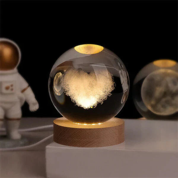 3D Moon Lamp with Astronaut Decoration and Warm LED Night Light