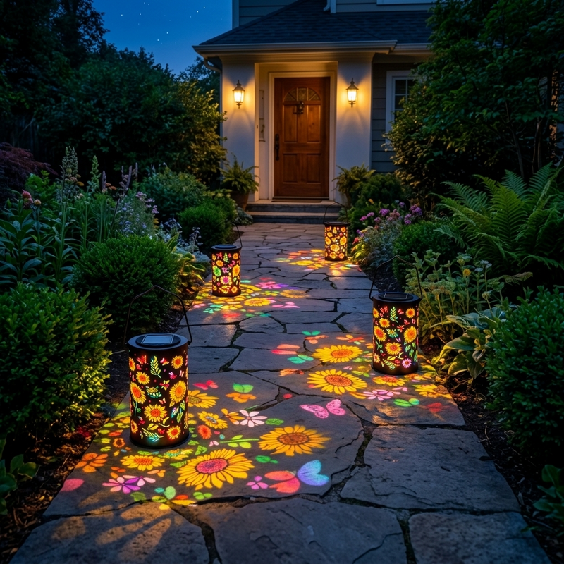 Solar Floral Projection Garden Lantern