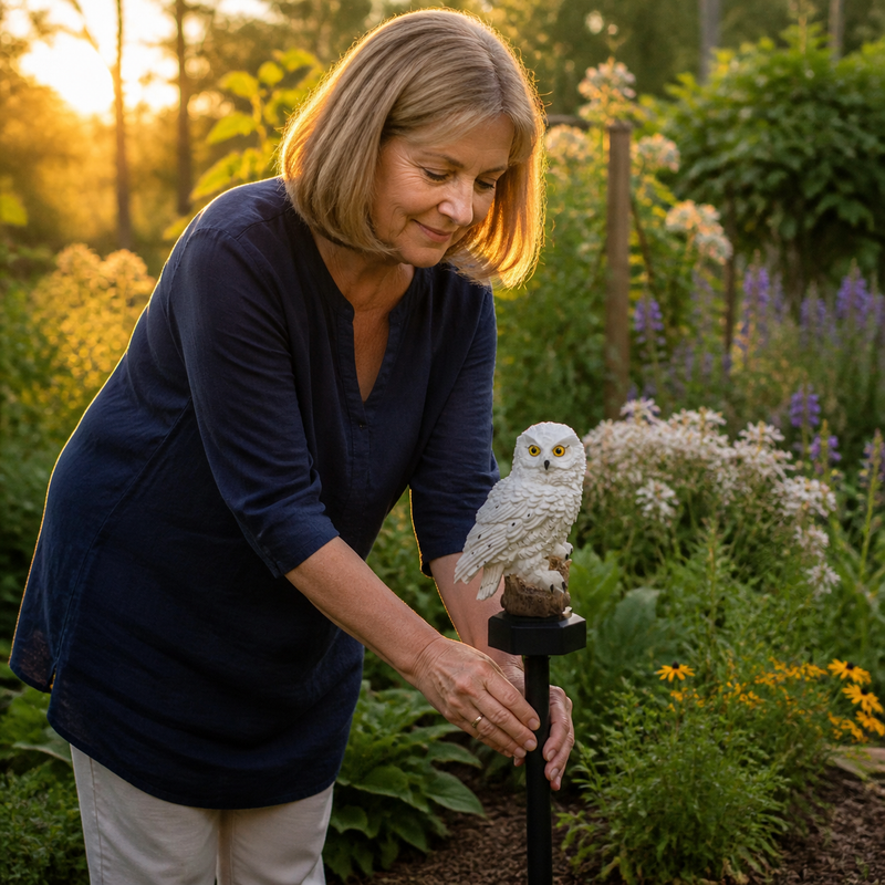 Solar Owl Garden Stake Light with Warm Ambient Glow