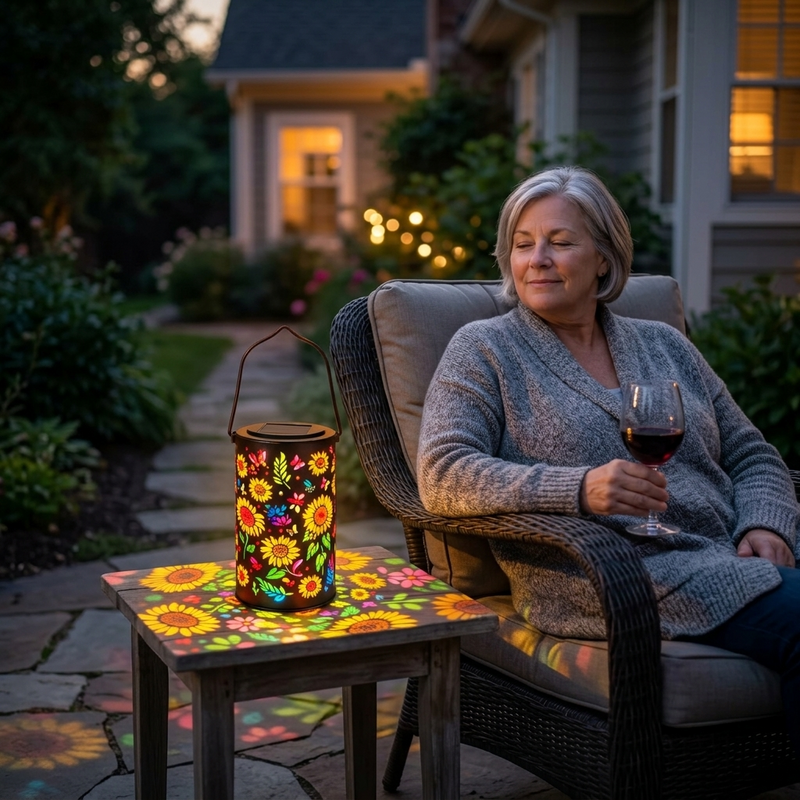 Solar Floral Projection Garden Lantern