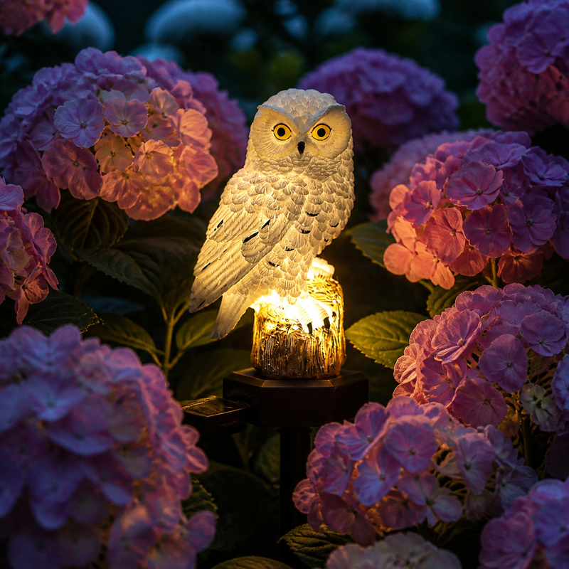 Solar Owl Garden Stake Light with Warm Ambient Glow