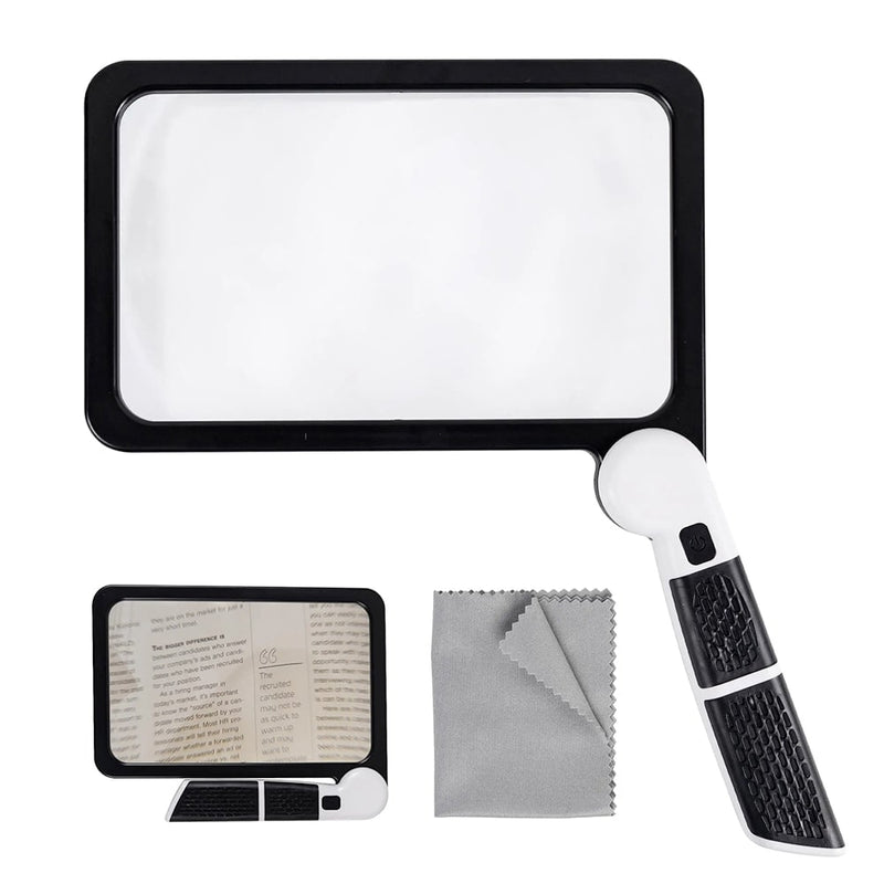 LED Magnifying Glass with Foldable Handle and Adjustable Light